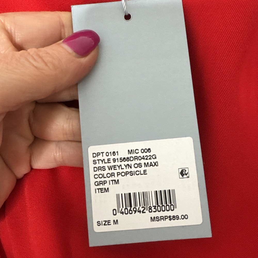 Antonio Melani Dress-Popcycle Red-1 Shoulder-Size M-NWT-tie Waist-NEW-244 - Picture 3 of 8